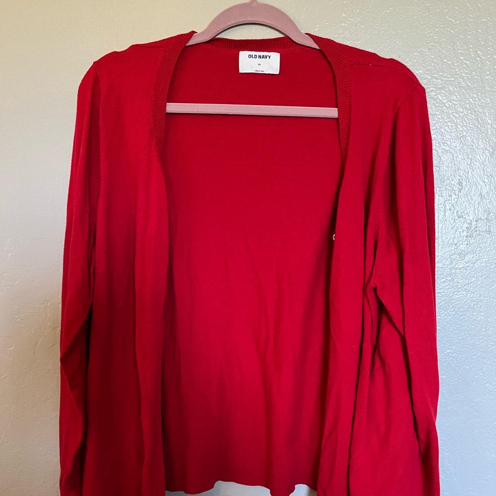 Red cardigan